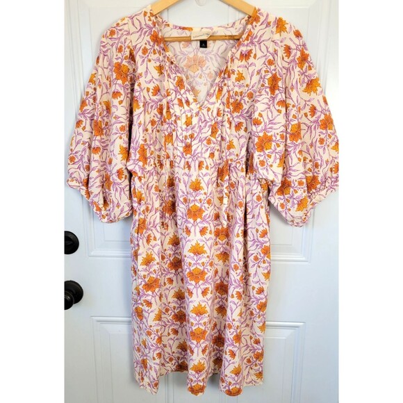 Universal Thread Puff Sleeve Floral Mini Dress Size M - Picture 1 of 8